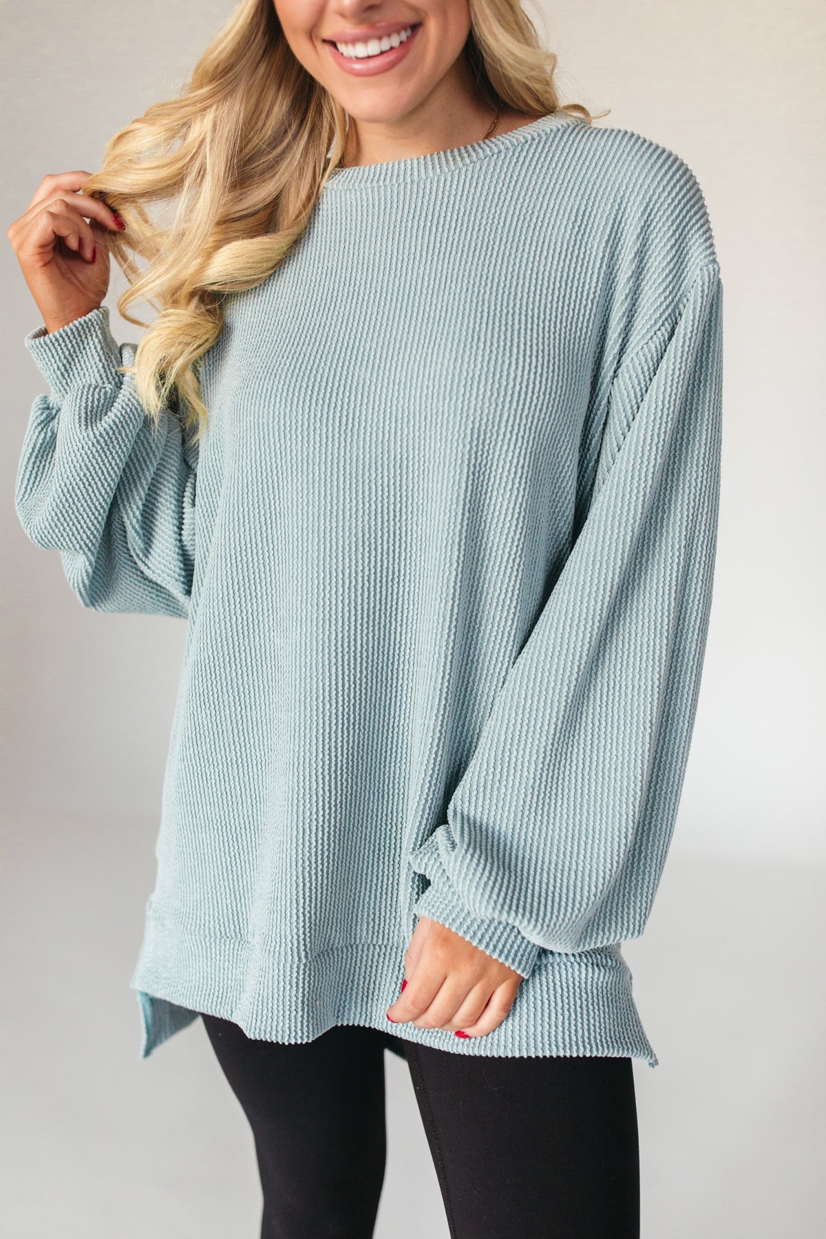 Sage Corded Sweatshirt, alternate, color, Sage