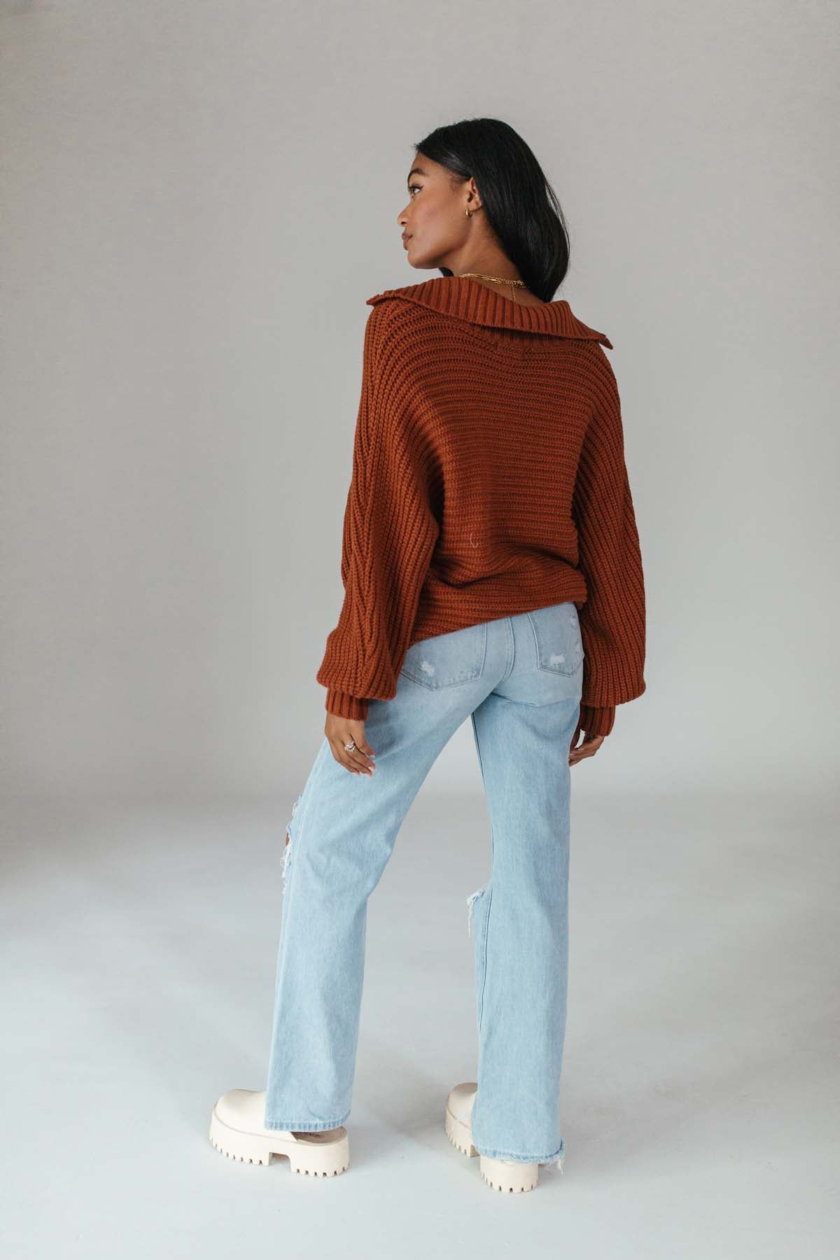 Dre Copper Collared Sweater,alternate,color,Copper