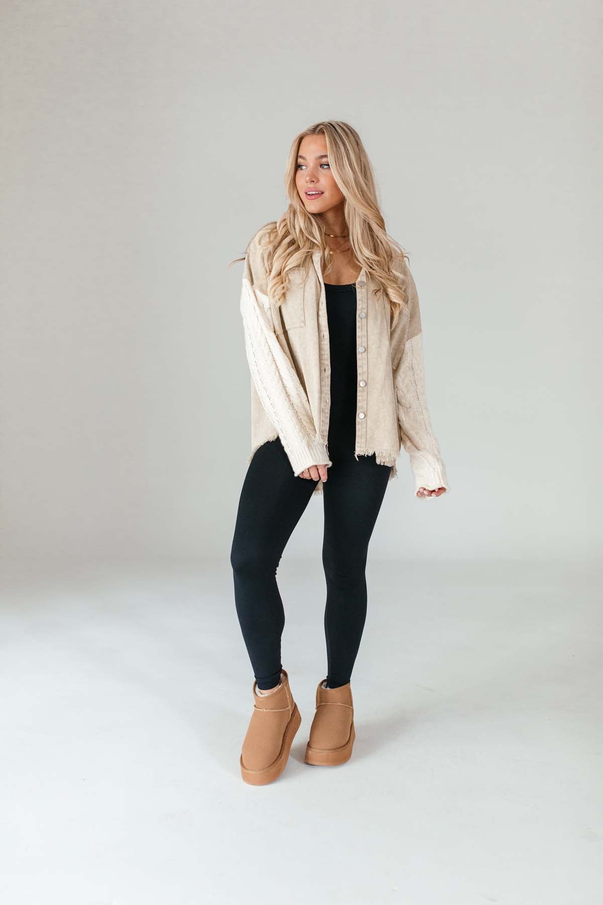 Quinn Khaki Contrast Shacket,alternate,color,Khaki