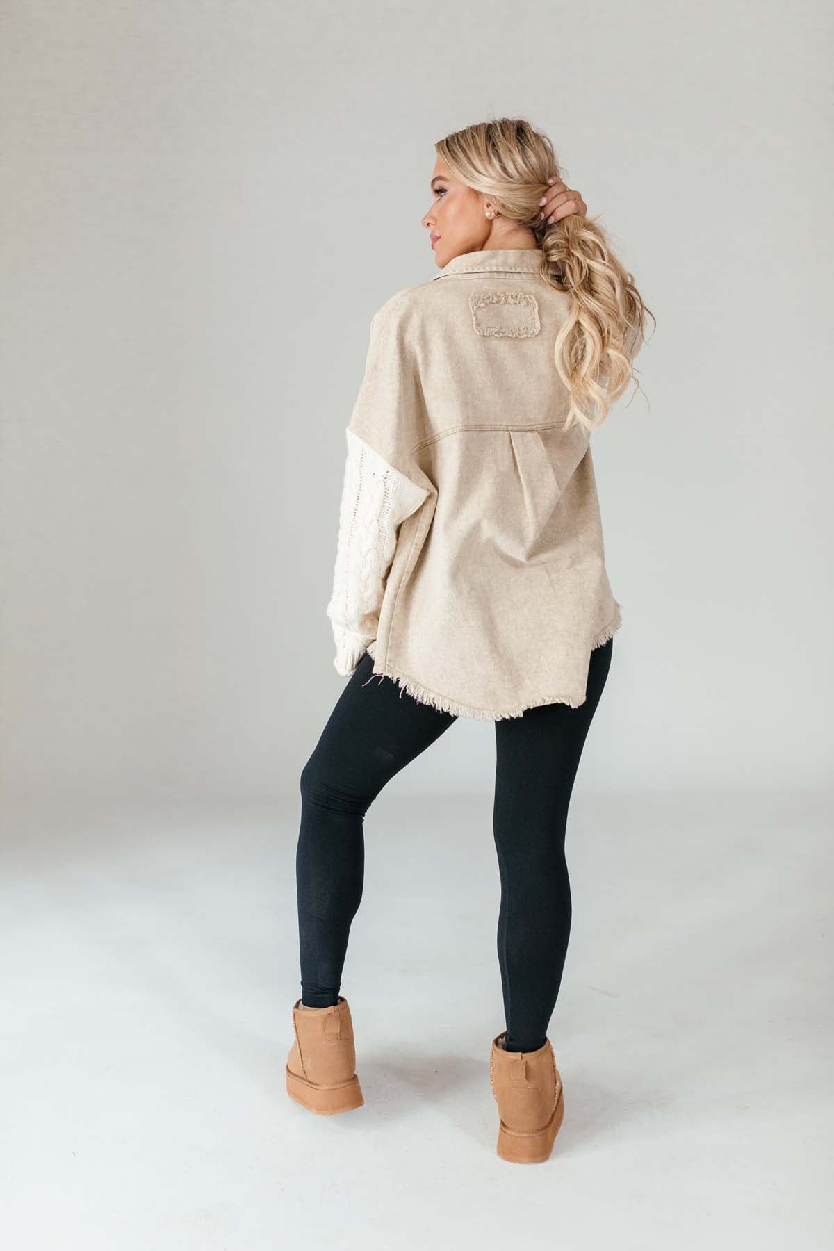 Quinn Khaki Contrast Shacket,alternate,color,Khaki