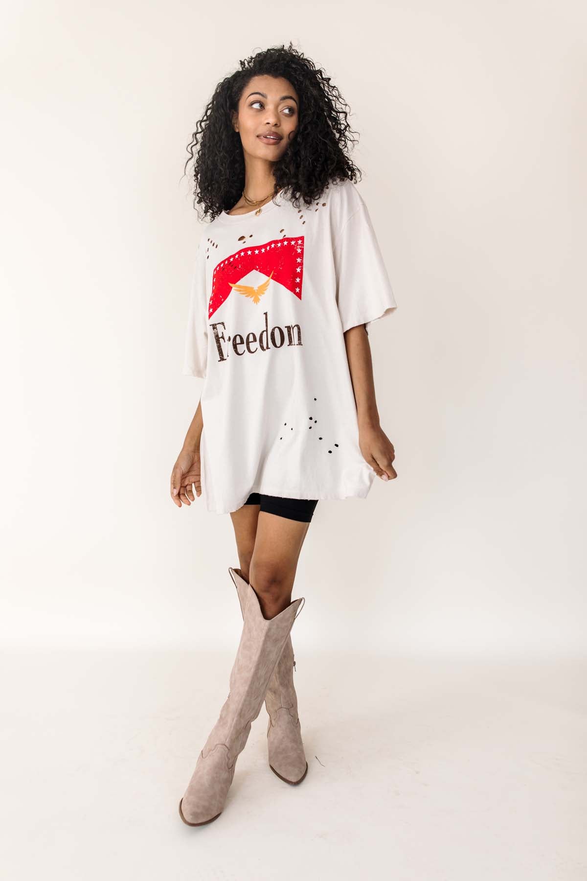 Freedom Distressed Graphic Tee, alternate, color, Bone
