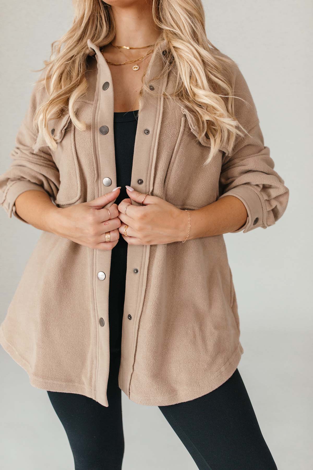 Graycee Taupe Shacket, alternate, color, Taupe