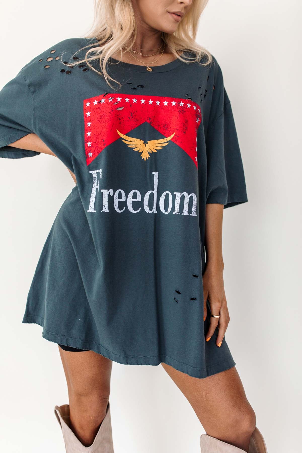 Freedom Slate Distressed Graphic Tee, alternate, color, Slate