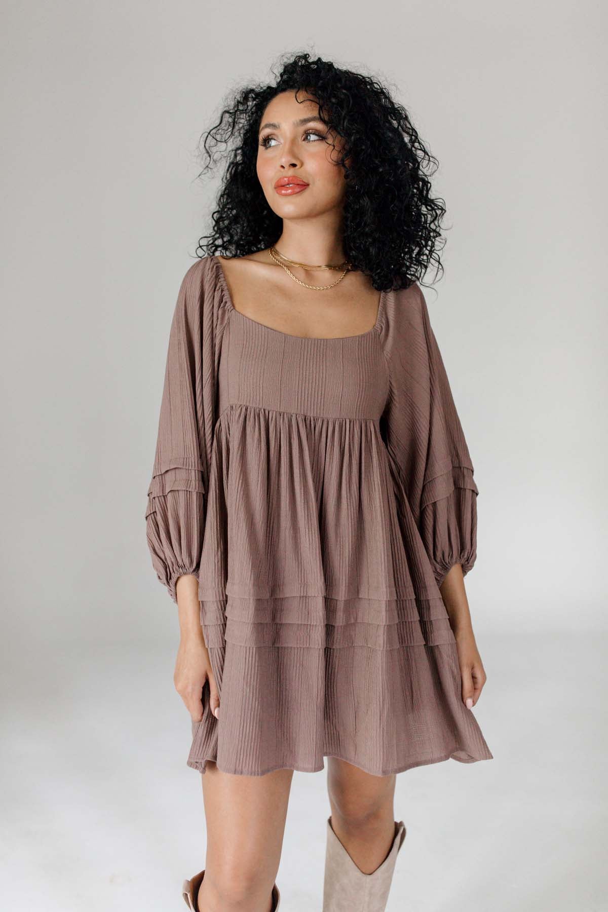 Kari Dress, alternate, color, Chocolate