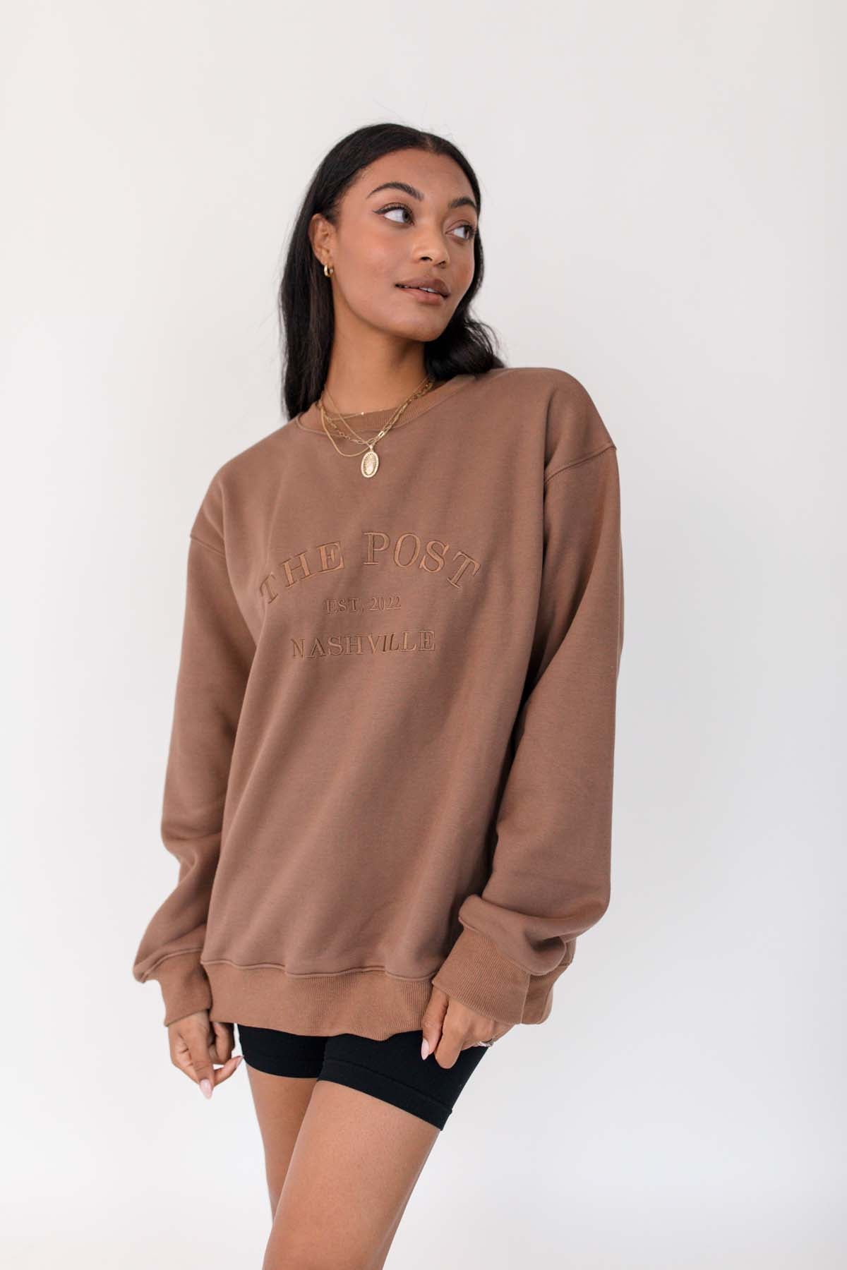 Postie Chocolate Oversized Sweatshirt, alternate, color, Chocolate