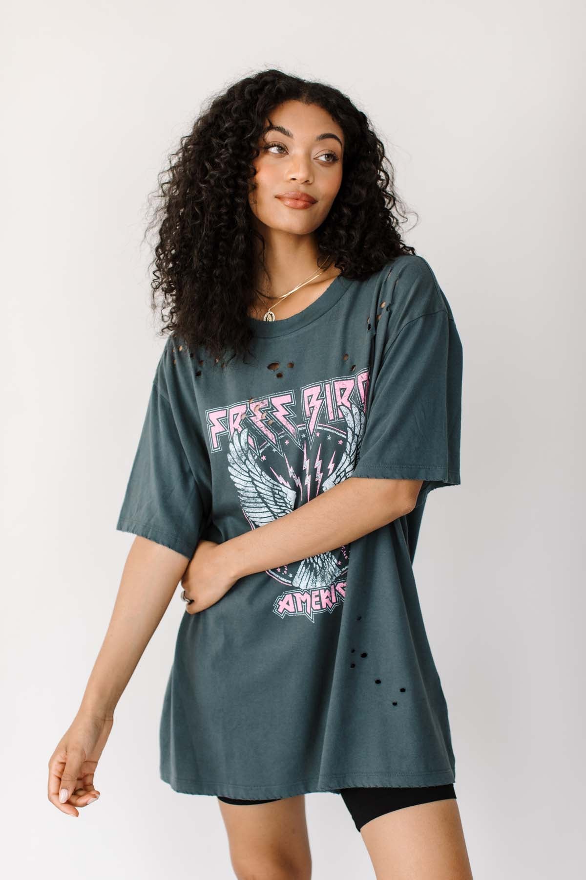 Free Bird Distressed Graphic, alternate, color, Slate