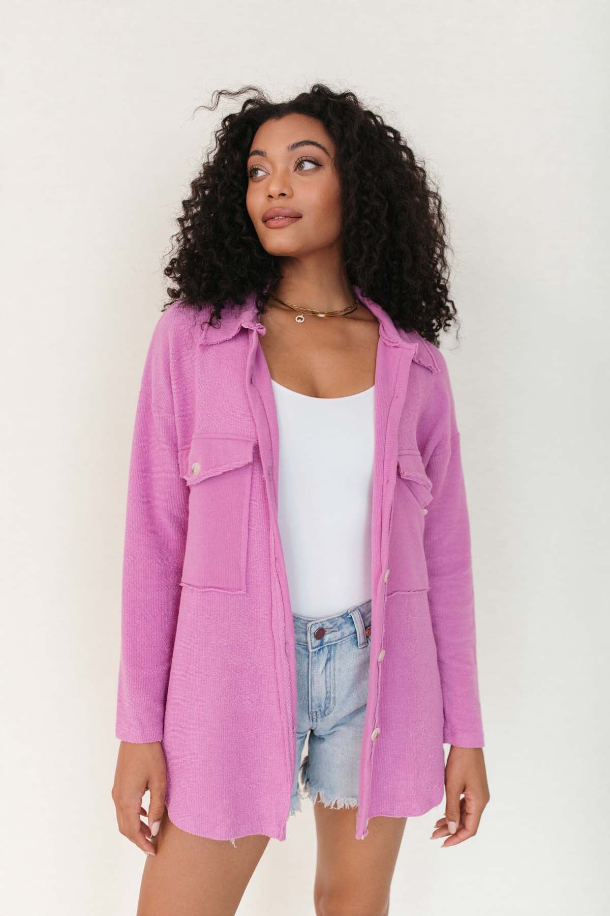 Stevie Lightweight Shacket, alternate, color, Orchid