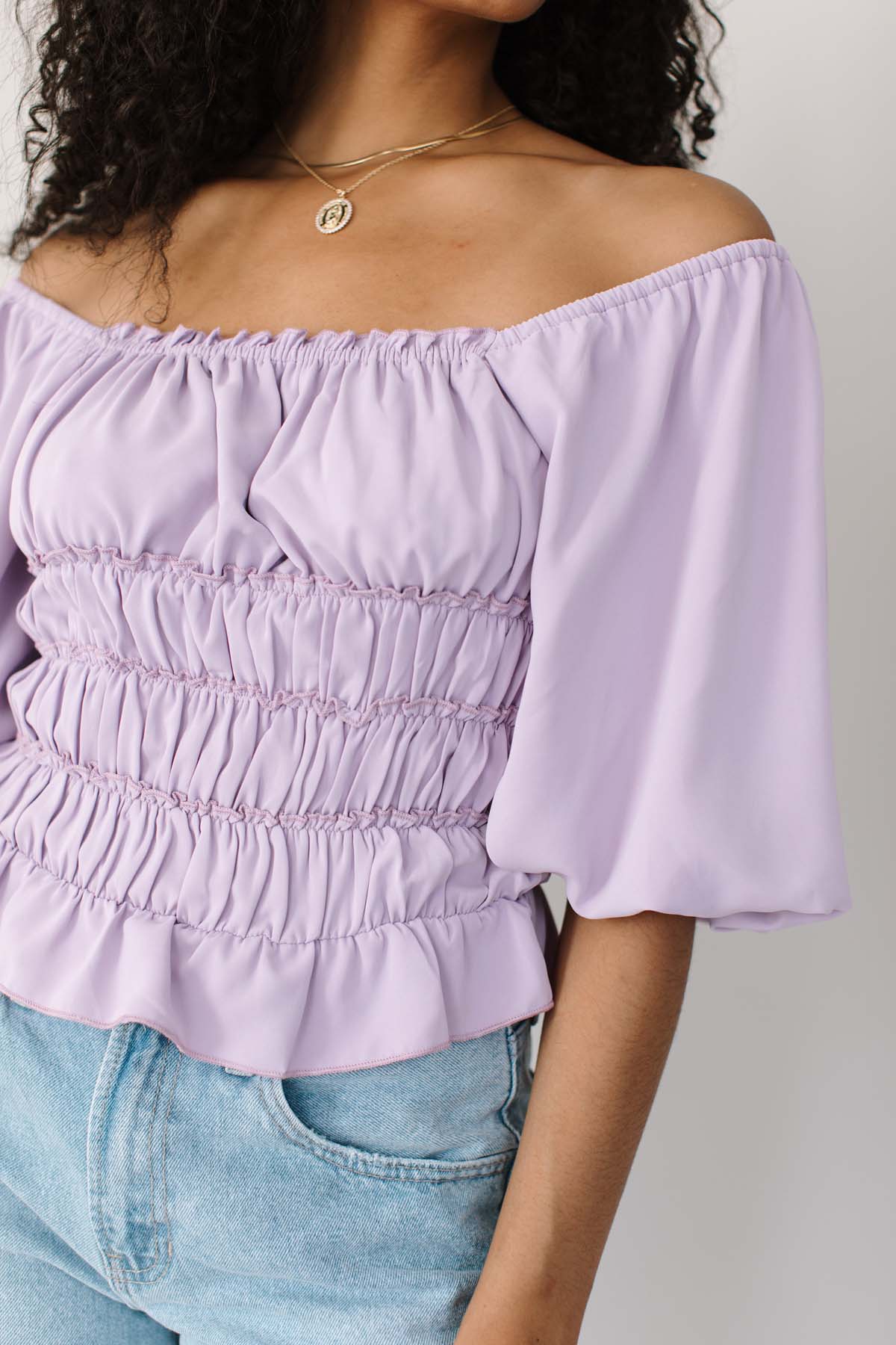 Ellory Smocked Bodysuit, alternate, color, Lavender