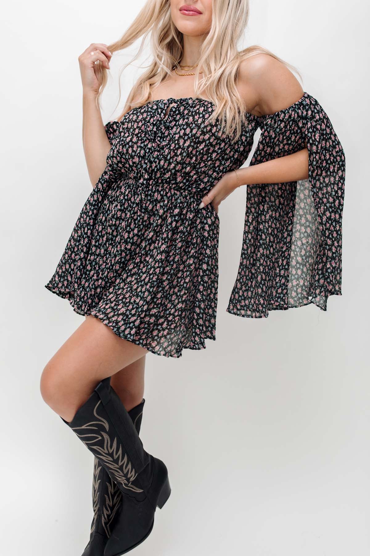 Andrea Black Romper, alternate, color, Black
