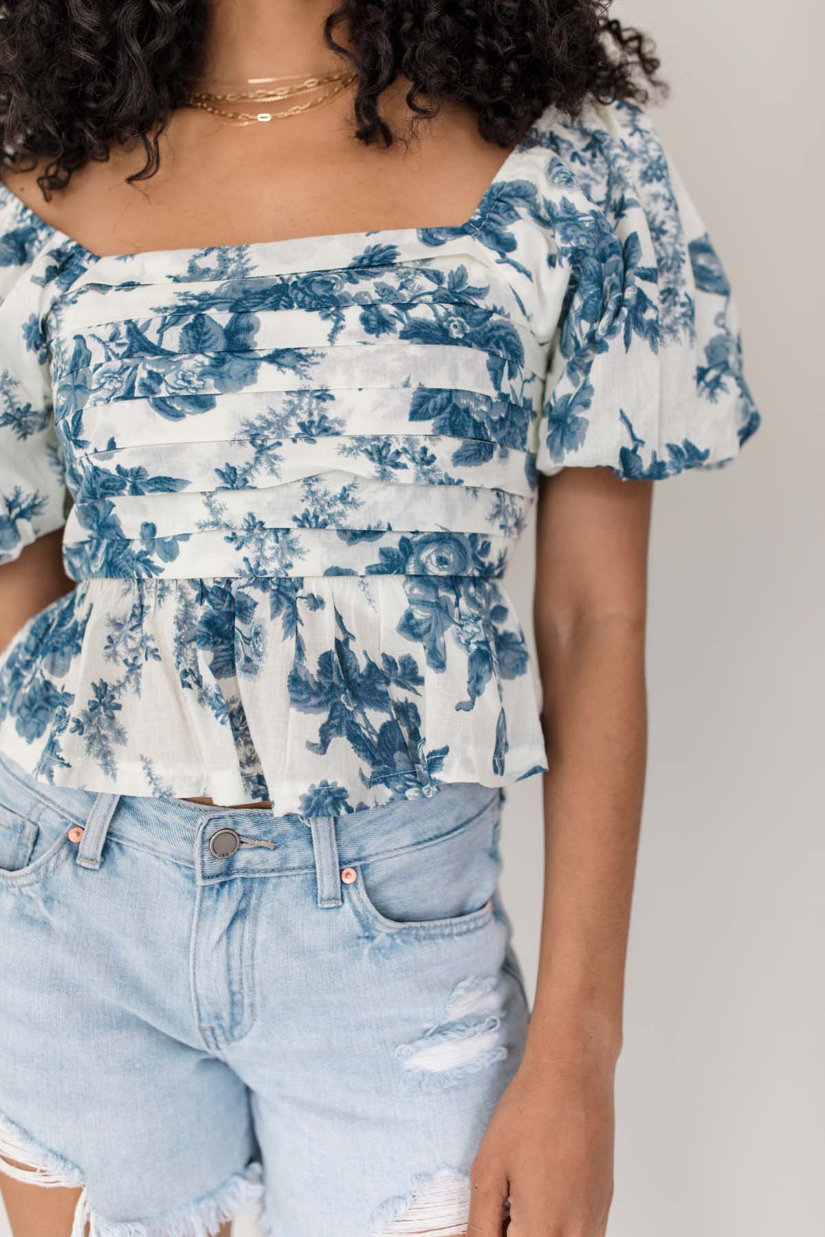 Krissy Floral Top, alternate, color, Blue