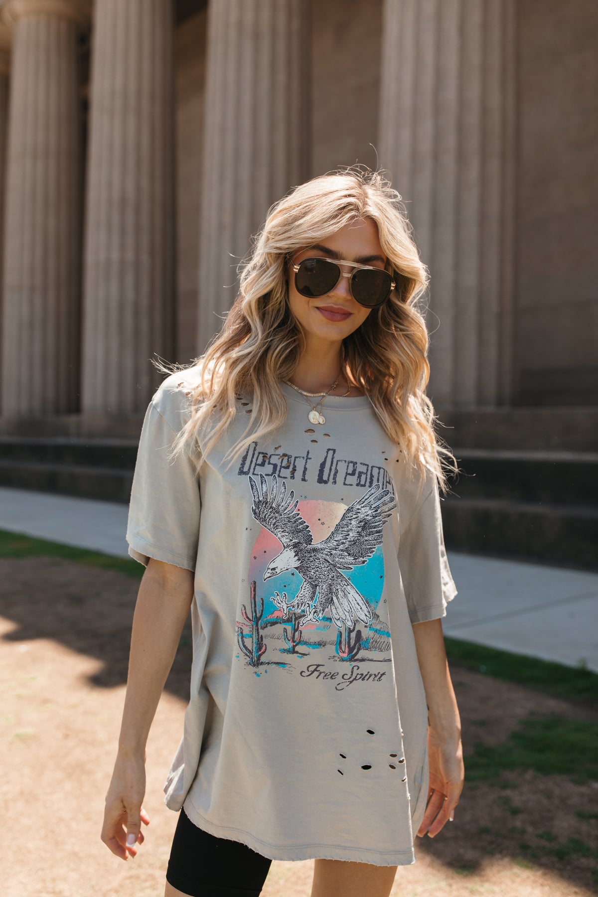 Desert Dreamer Distressed Khaki Graphic Tee