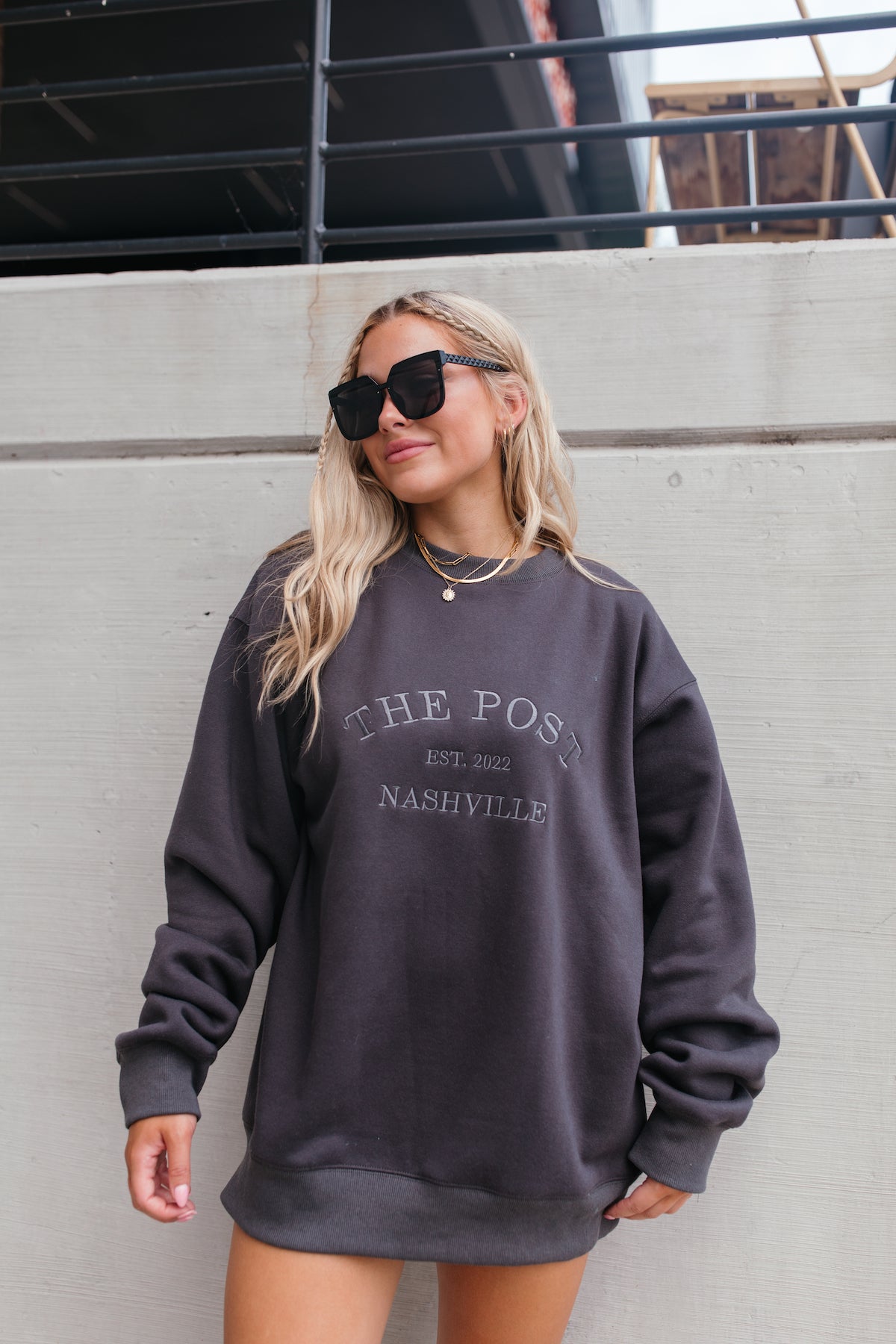 Postie Charcoal Oversized Sweatshirt, alternate, color, Charcoal