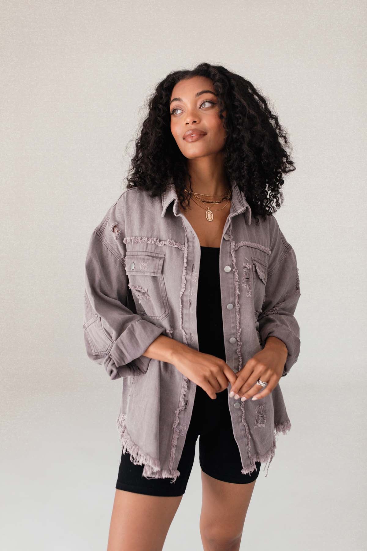 Kori Smoke Distressed Shacket, alternate, color, Smoke
