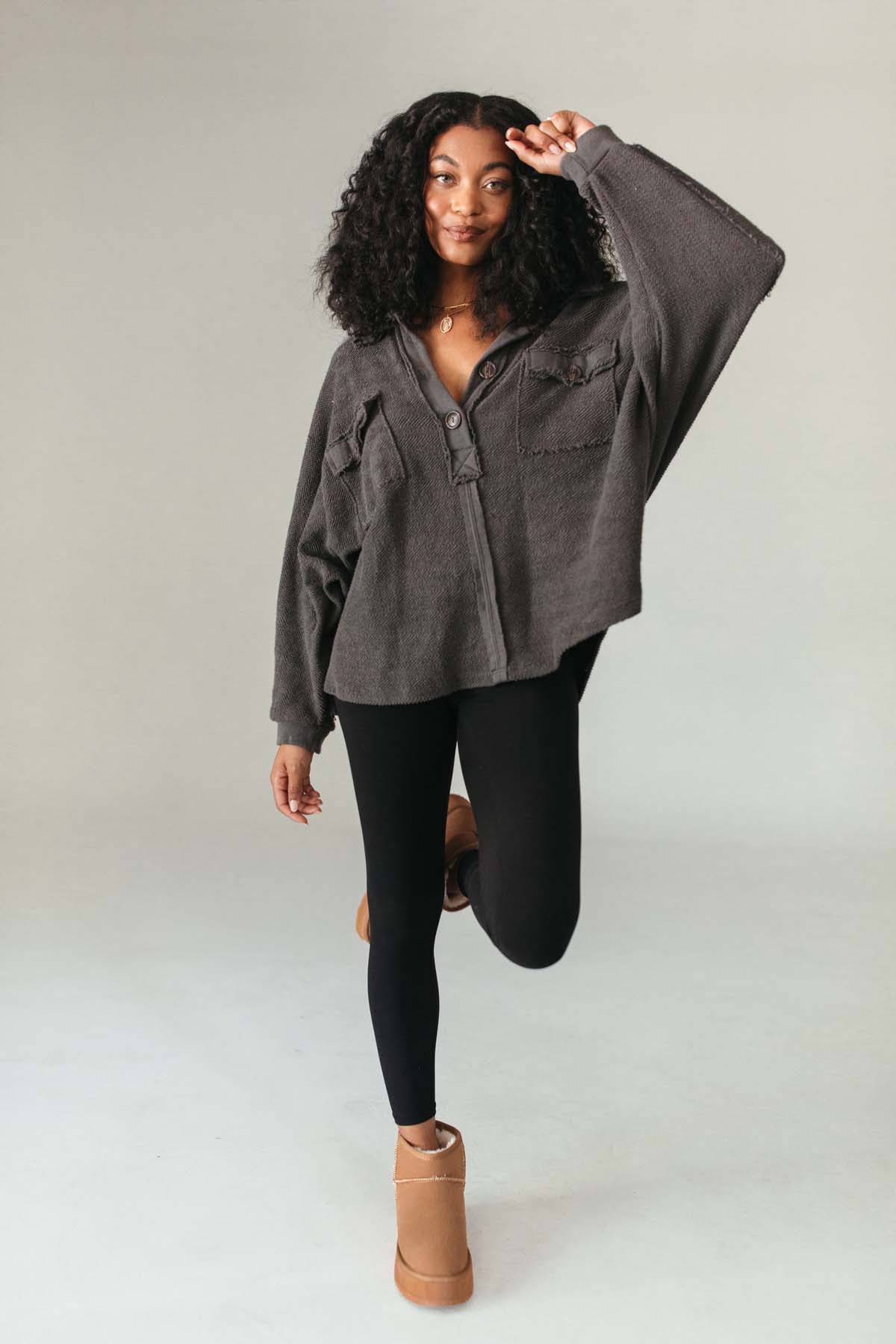 Willow Oversized Charcoal Top, alternate, color, Charcoal