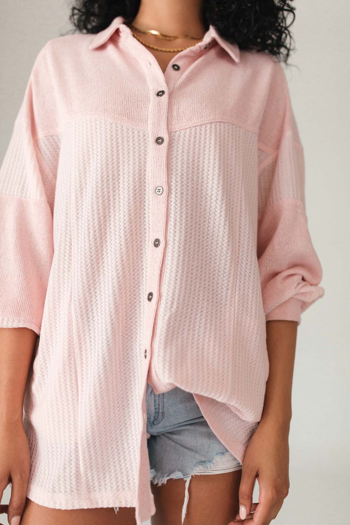 Elizabeth Button Down, alternate, color, Pink Lemonade