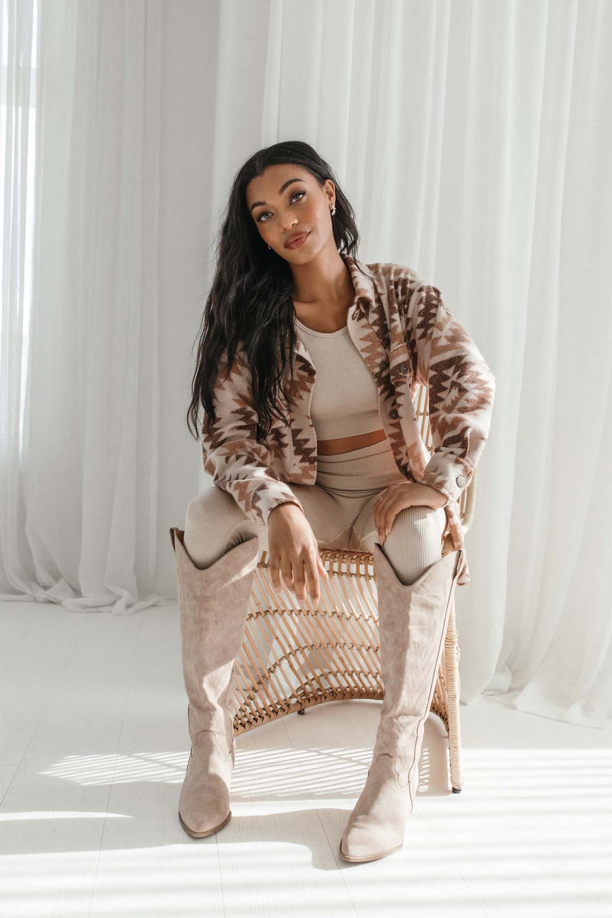 Faith Taupe Aztec Shacket, Alternate, Color, Taupe