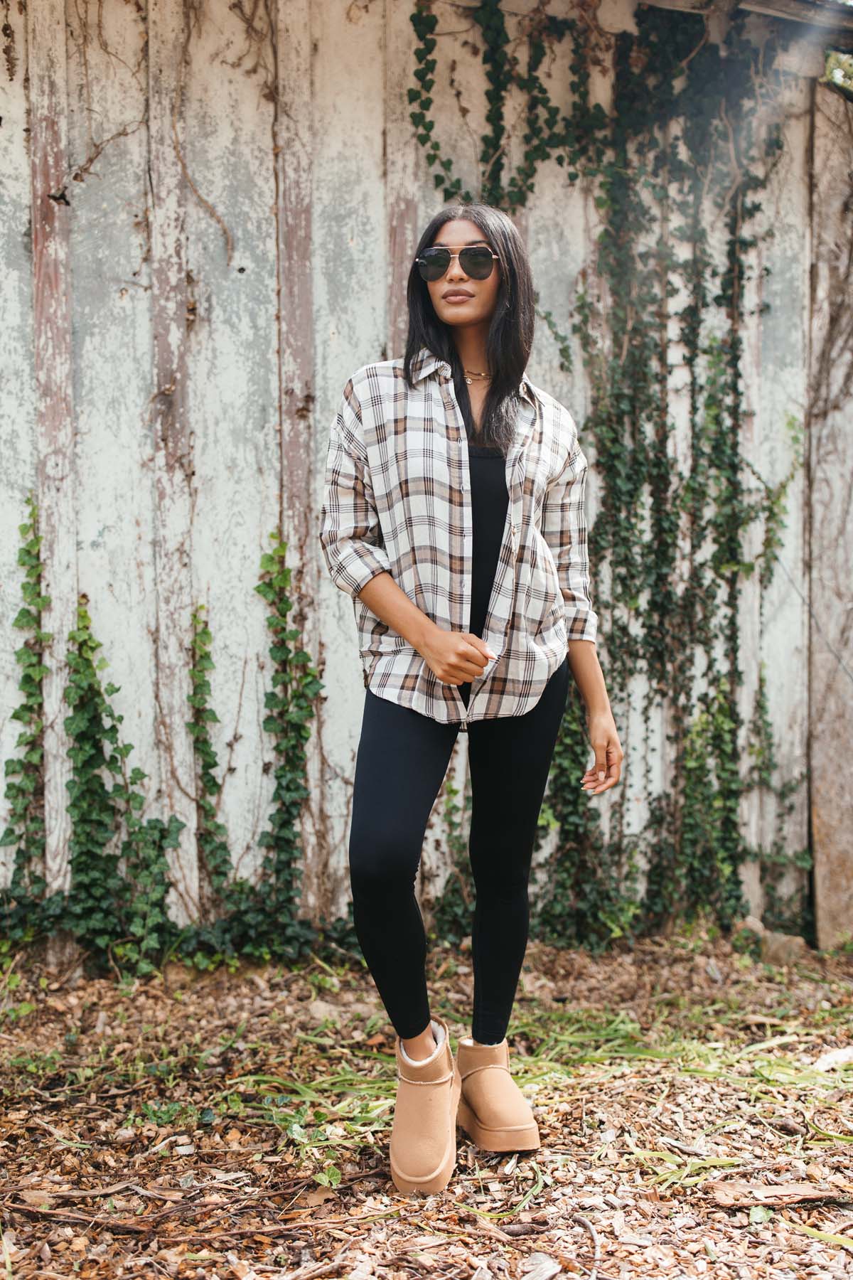 Maura Plaid Button Down, alternate, color, Ivory