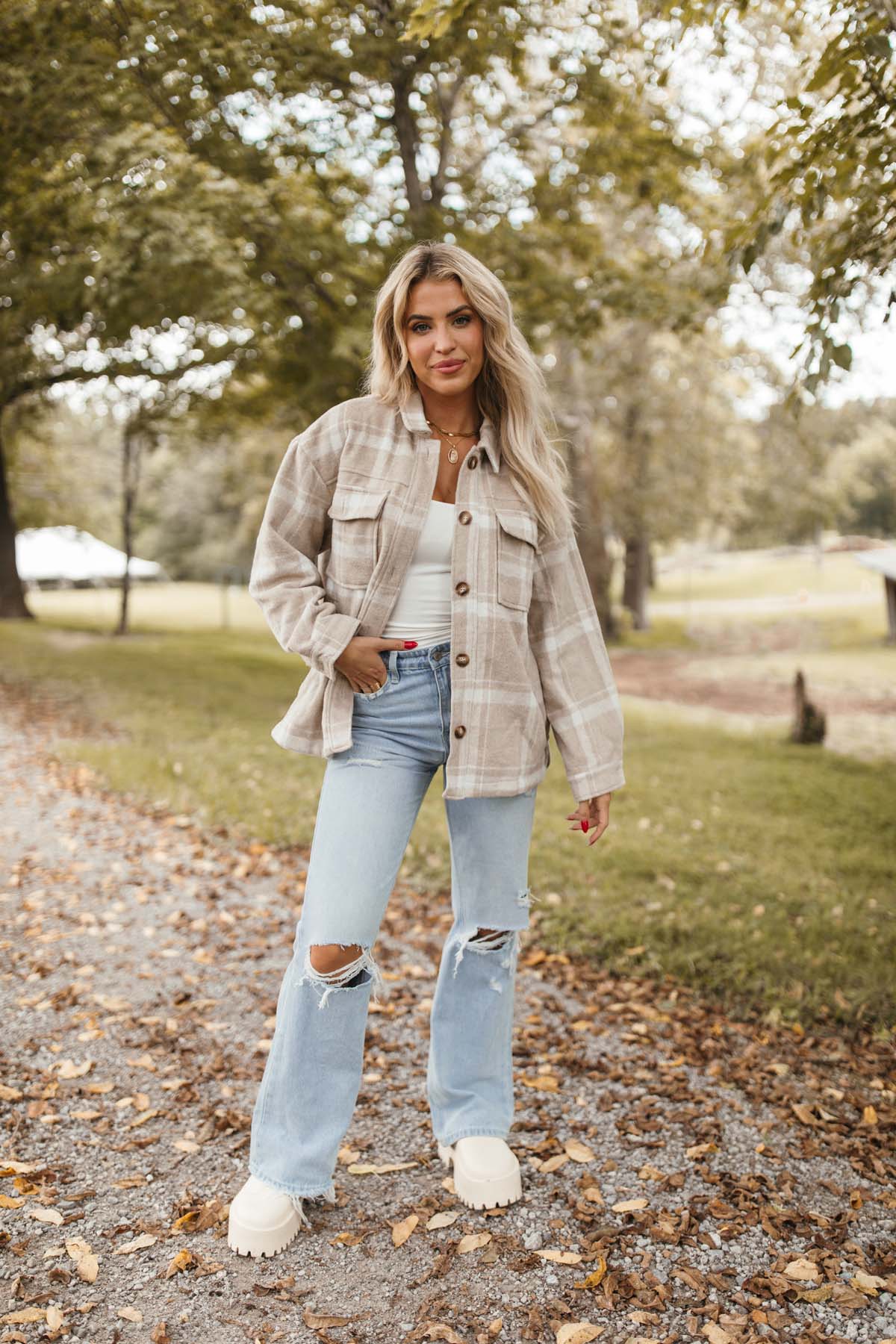 Mya Plaid Flannel Shacket, alternate, color, Taupe Plaid