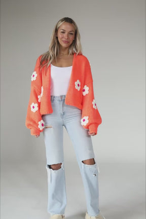 Floral Tangerine Cardigan, product video thumbnail