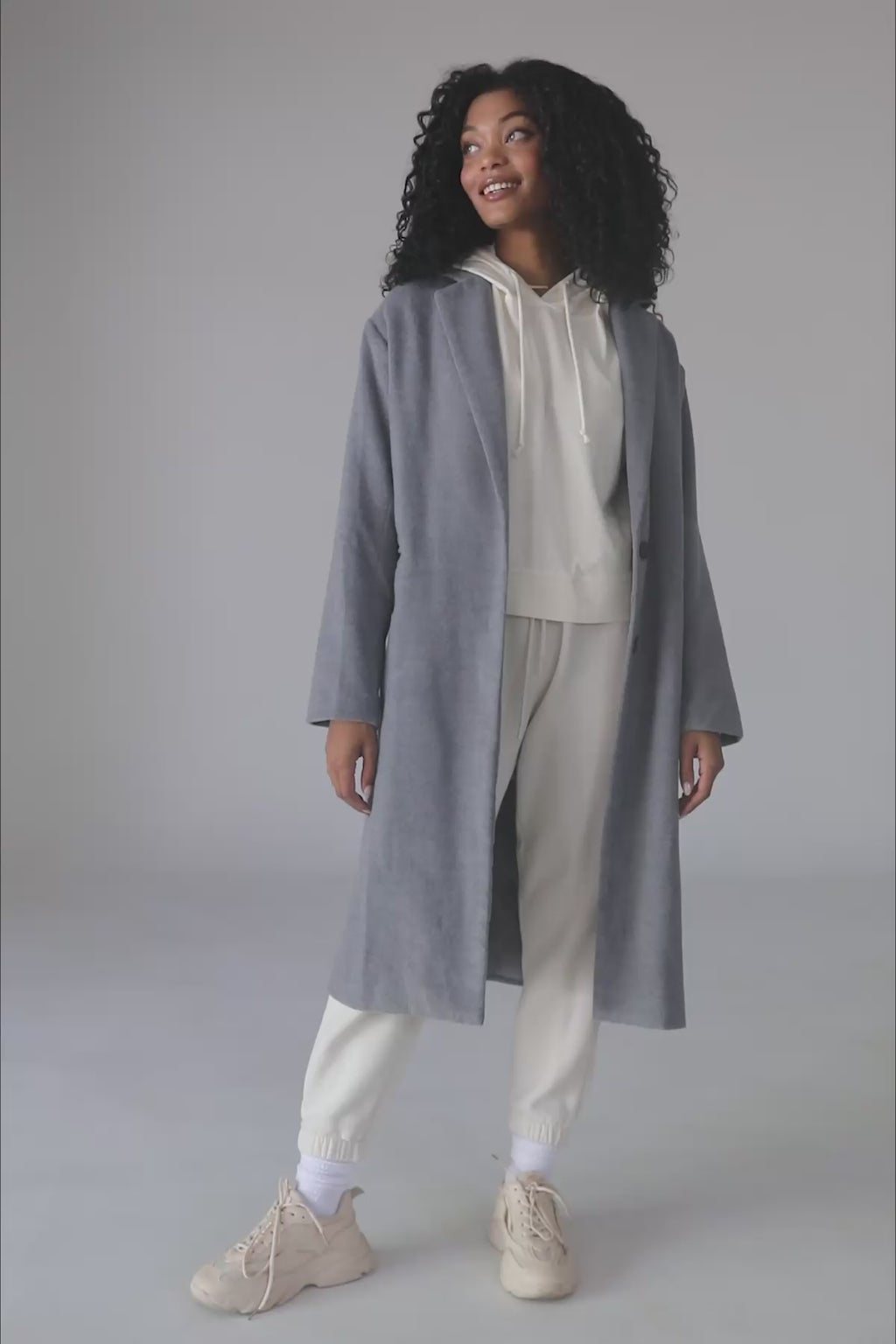 Iris Gray Trench Coat, product video thumbnail
