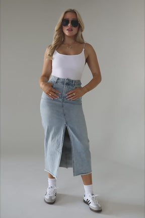 Denim Midi Skirt, product video thumbnail