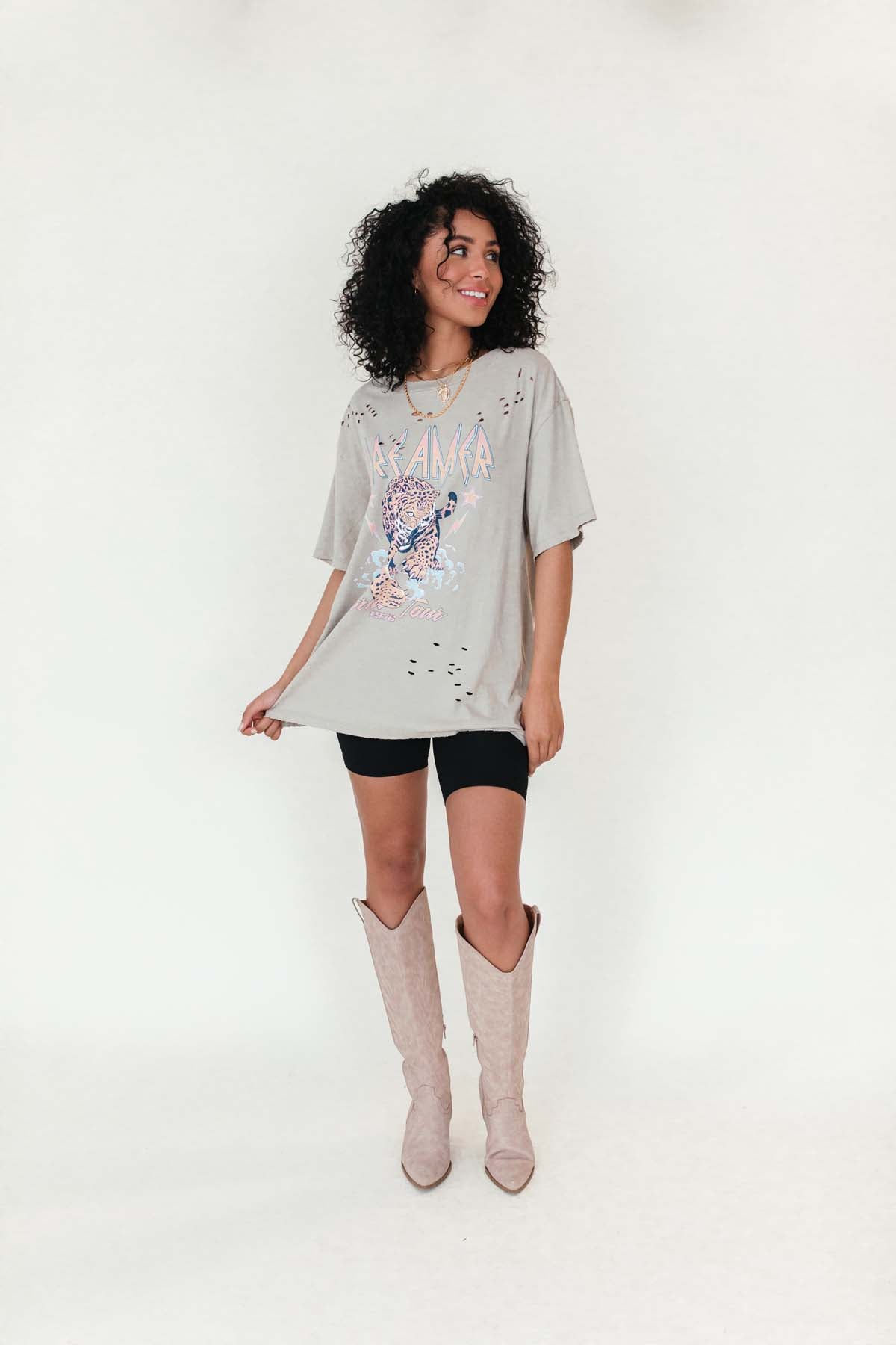 Dreamer Distressed Graphic Tee, alternate, color, Khaki