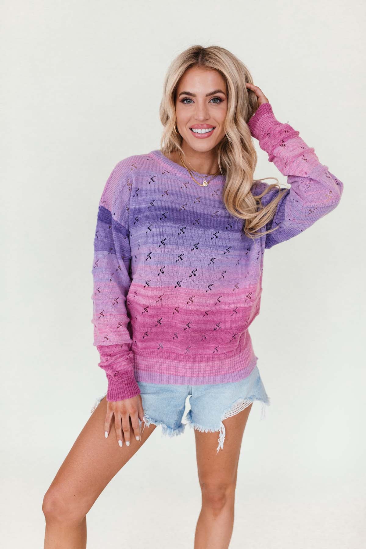 Haley Lightweight Sweater, alternate, color, Purple
