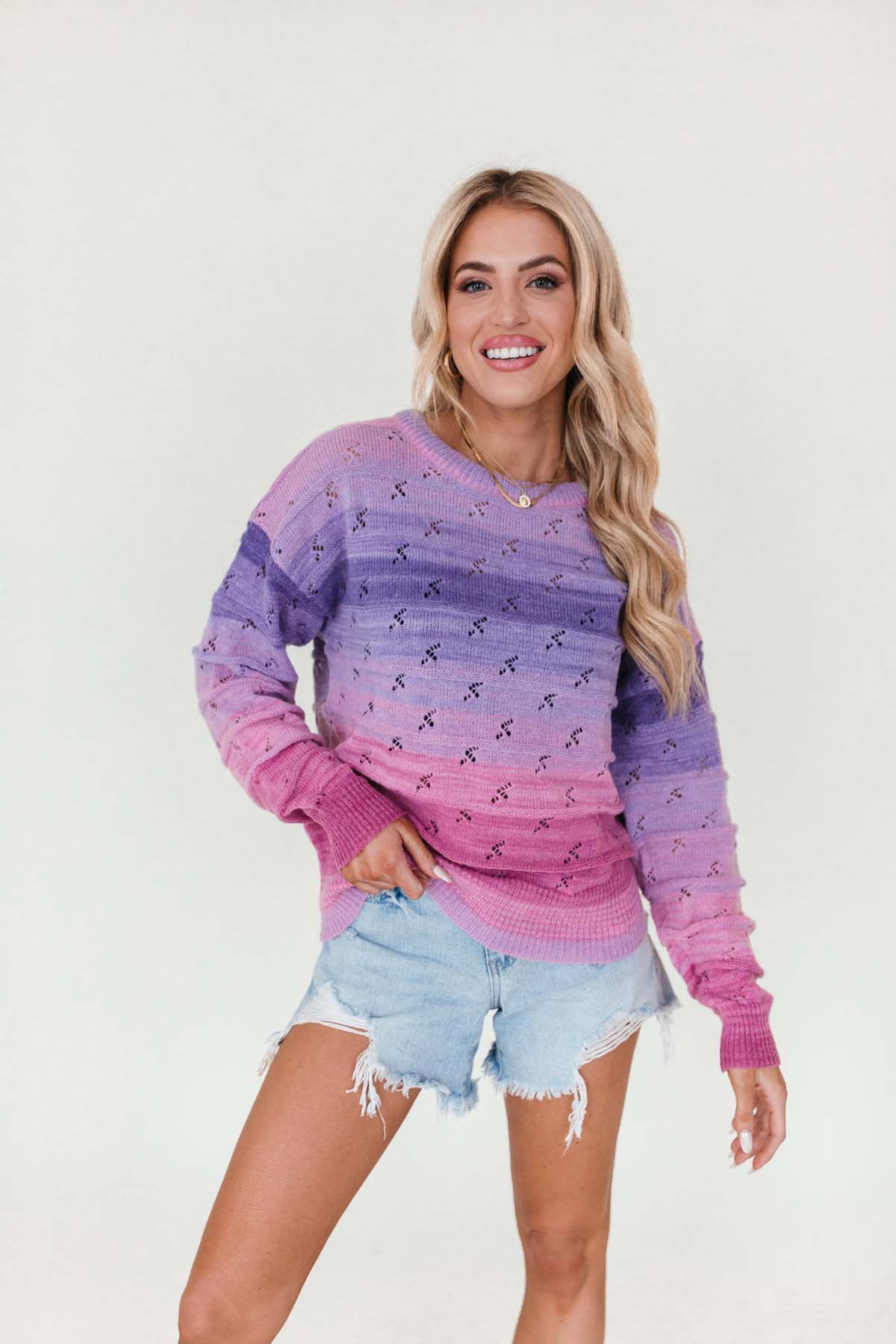 Haley Lightweight Sweater, alternate, color, Purple