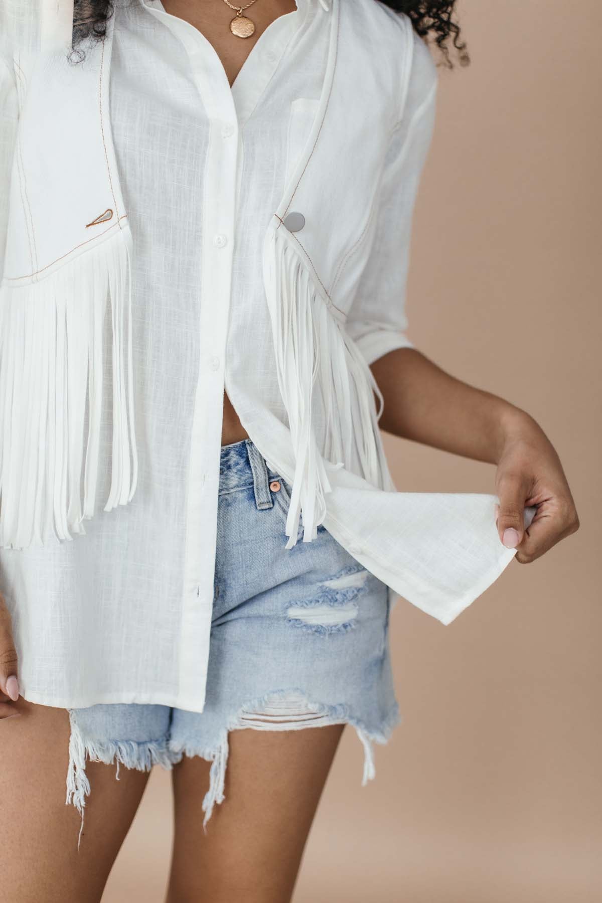 Roxy Fringe Vest, alternate, color, White