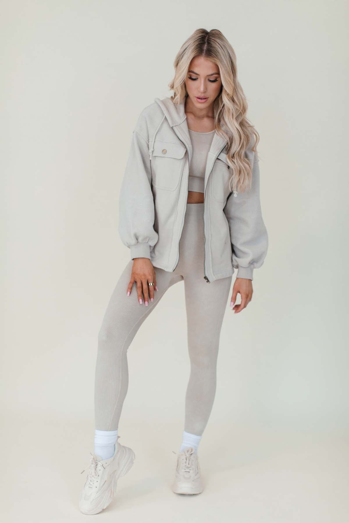 Wren Beige Zip Shacket, alternate, color, Beige