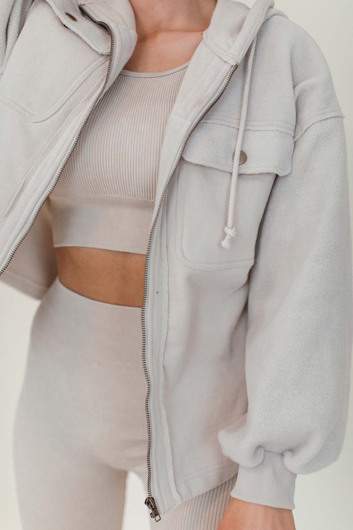 Wren Beige Zip Shacket, alternate, color, Beige