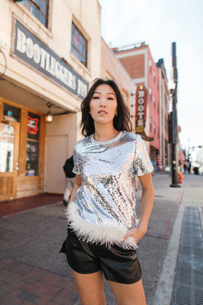 Kennedy Sequin Shirt, Alternate, Color, Silver