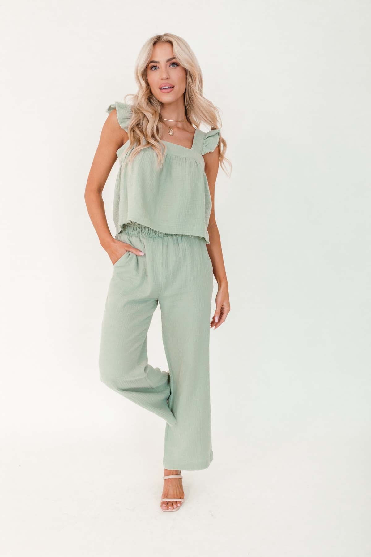 Eliana Sage Linen Set, alternate, color, Sage