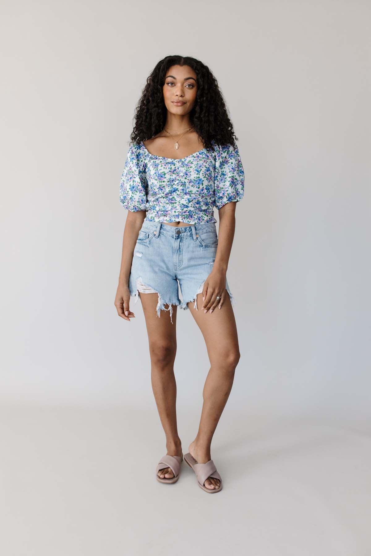 Mindy Floral Top, alternate, color, Blue