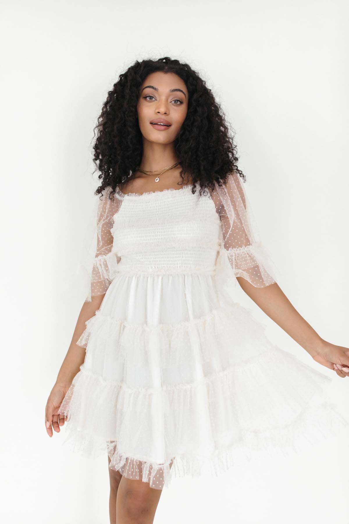 Parker Ivory Tulle Dress, alternate, color, Ivory