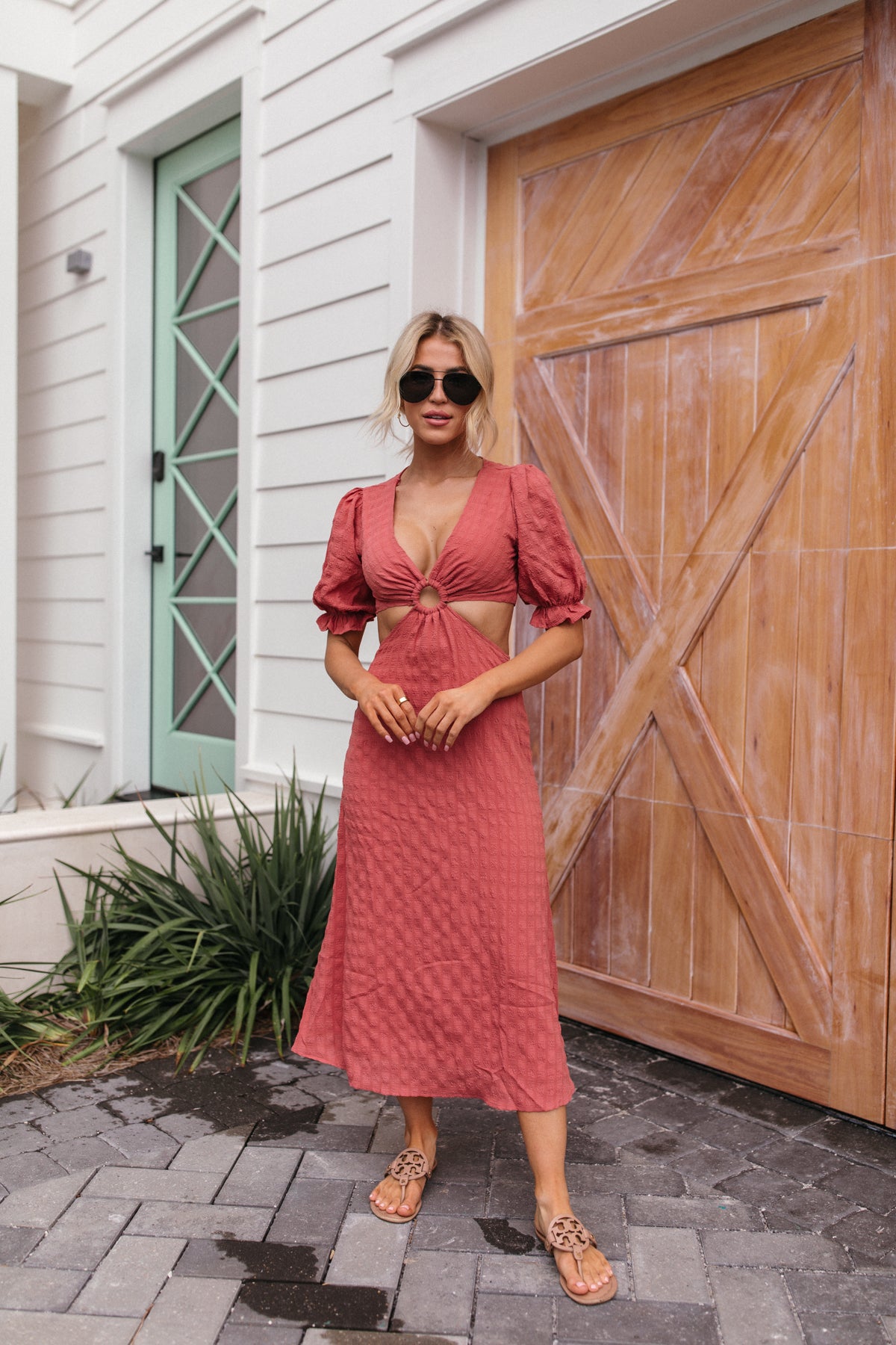 Missy Cut Out Maxi Dress, alternate, color, Rose