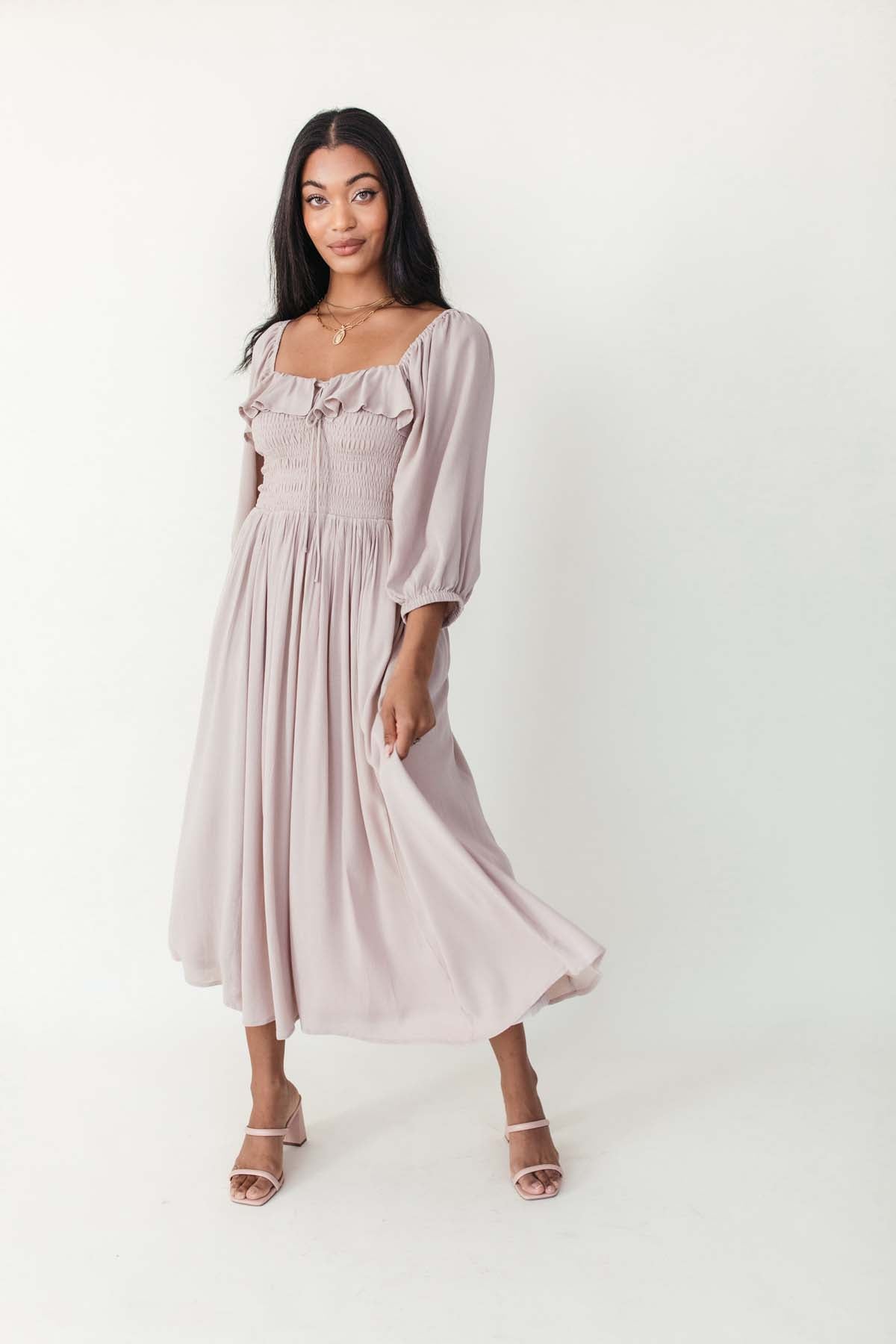 Mellina Midi Dress, alternate, color, Taupe