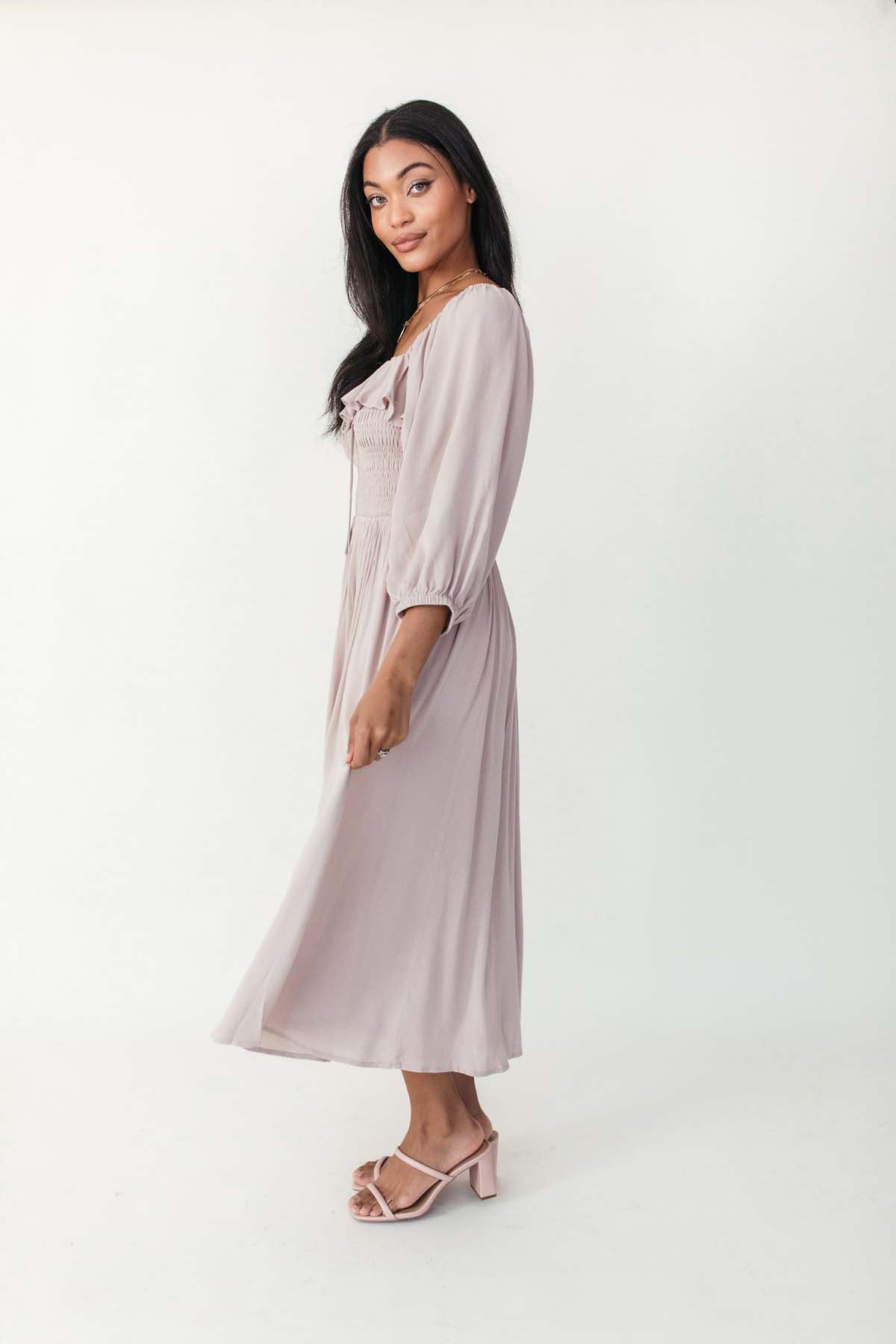 Mellina Midi Dress, alternate, color, Taupe