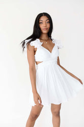 Bellamy Tie Back Dress, alternate, color, White