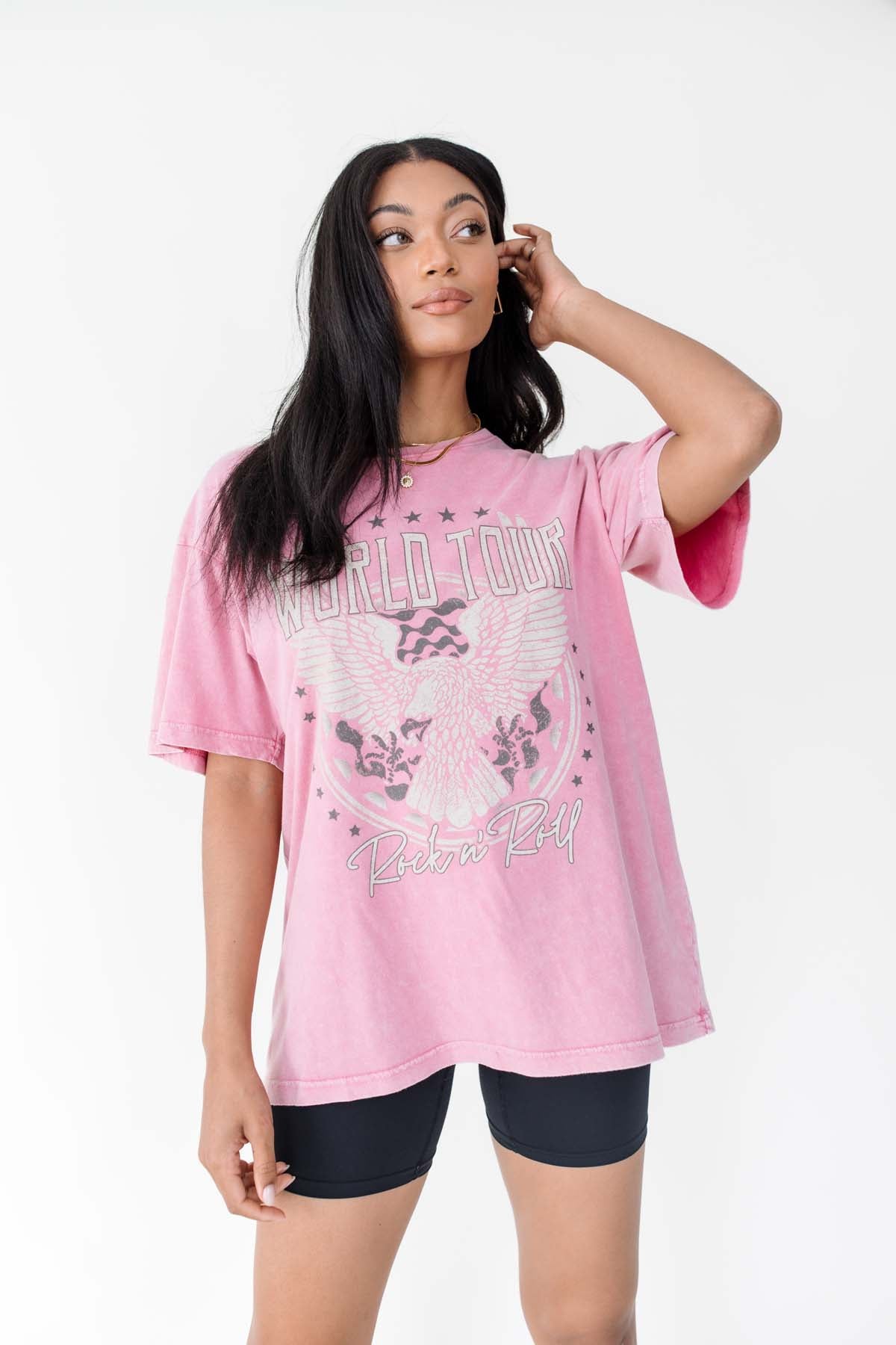 World Tour Graphic Tee, alternate, color, Hot Pink