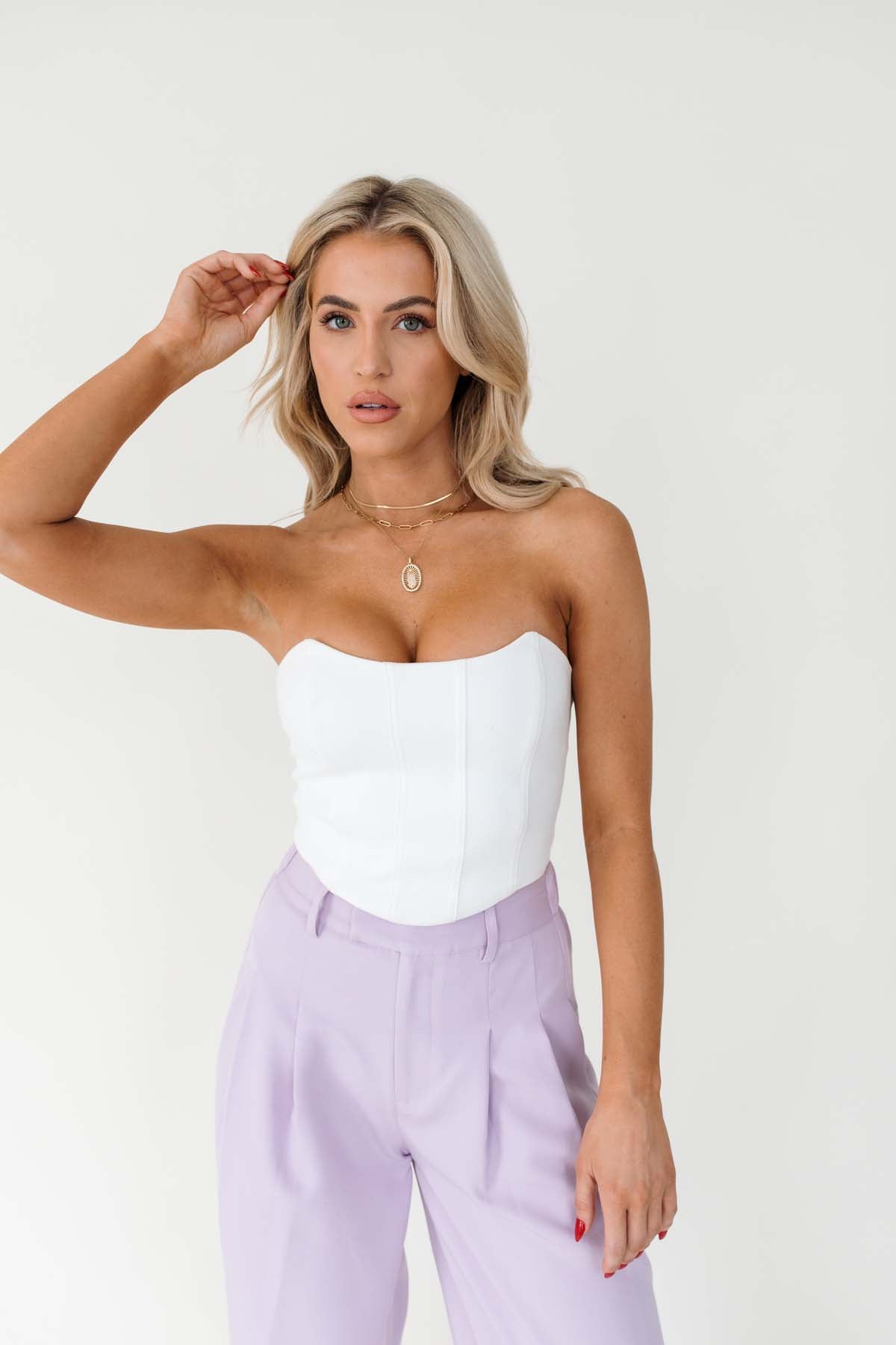 Lennon Strapless Top, alternate, color, White