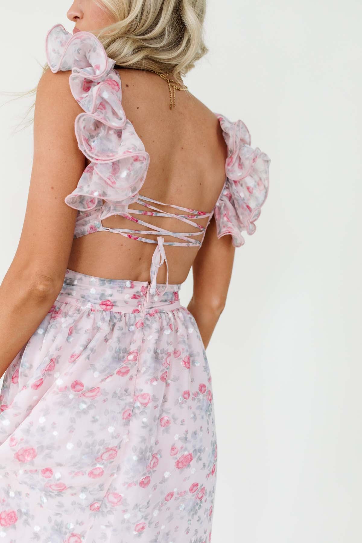 Maddox Floral Maxi, alternate, color, Rose