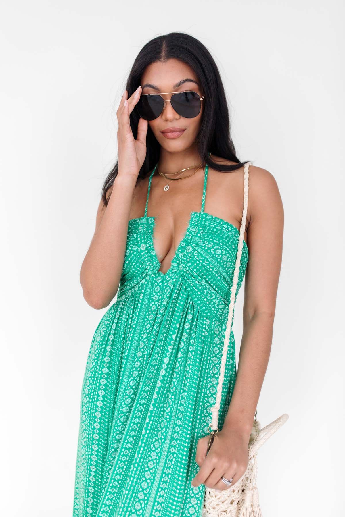 Kasia Patterned Maxi, alternate, color, Kelly Green