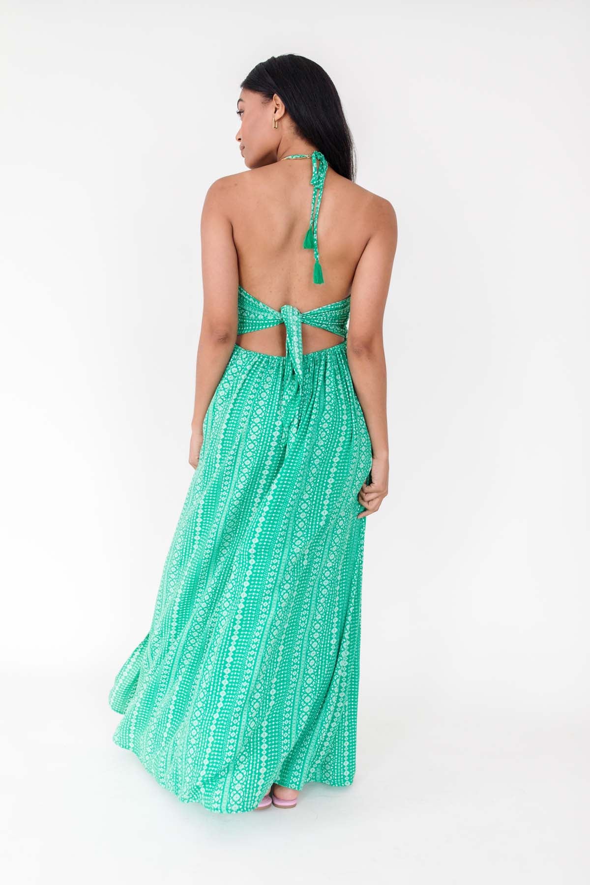 Kasia Patterned Maxi, alternate, color, Kelly Green