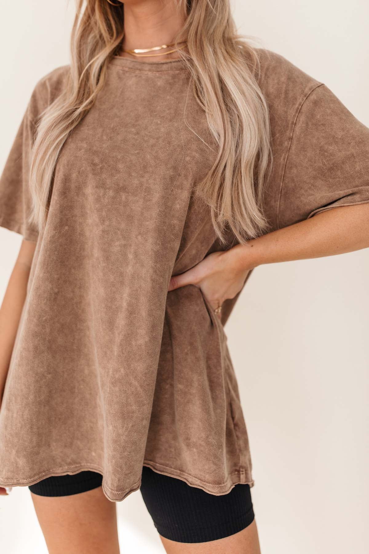 McKenzie Brown Vintage Wash Tee, alternate, color, brown