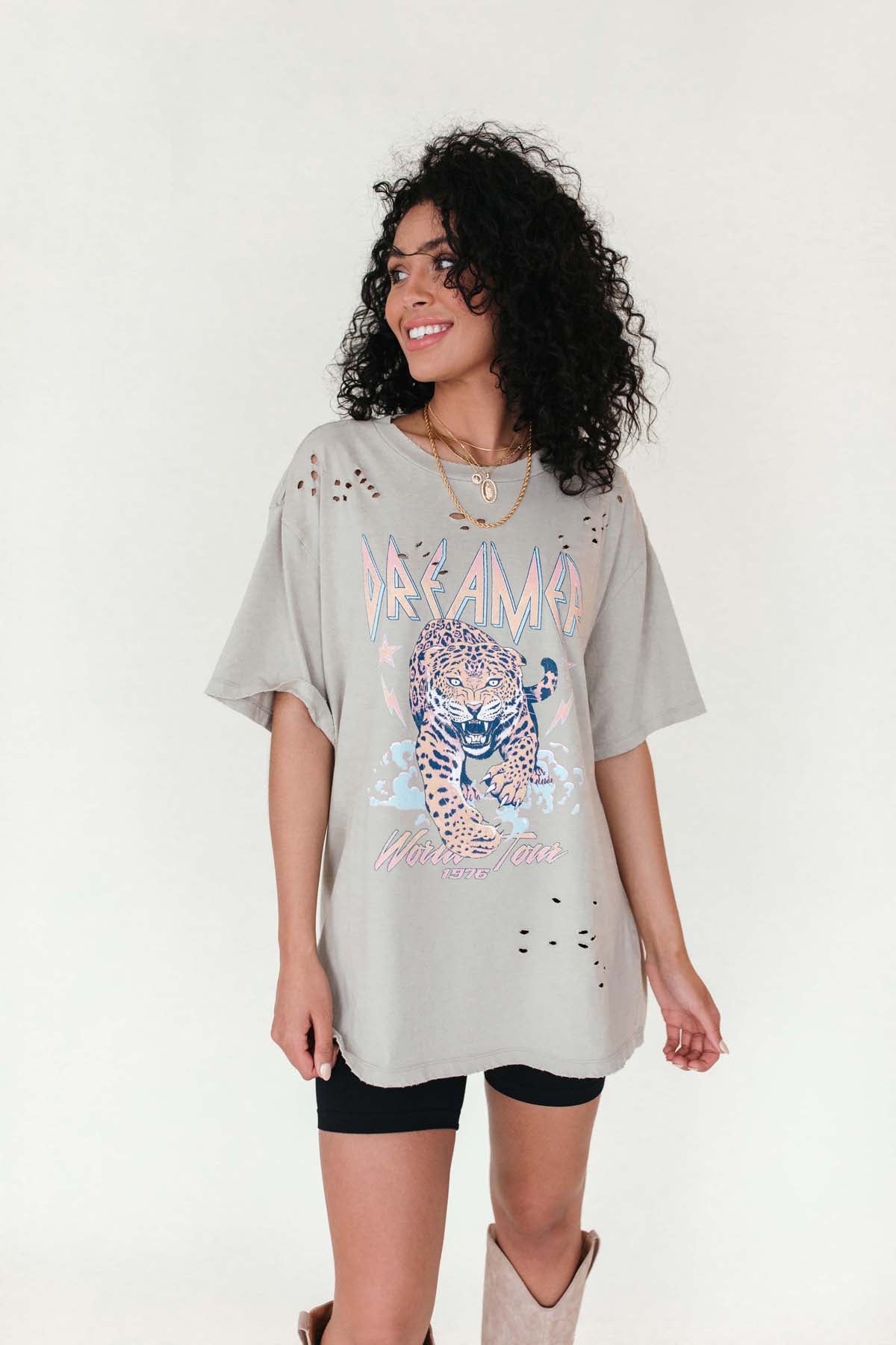 Dreamer Distressed Graphic Tee, alternate, color, Khaki