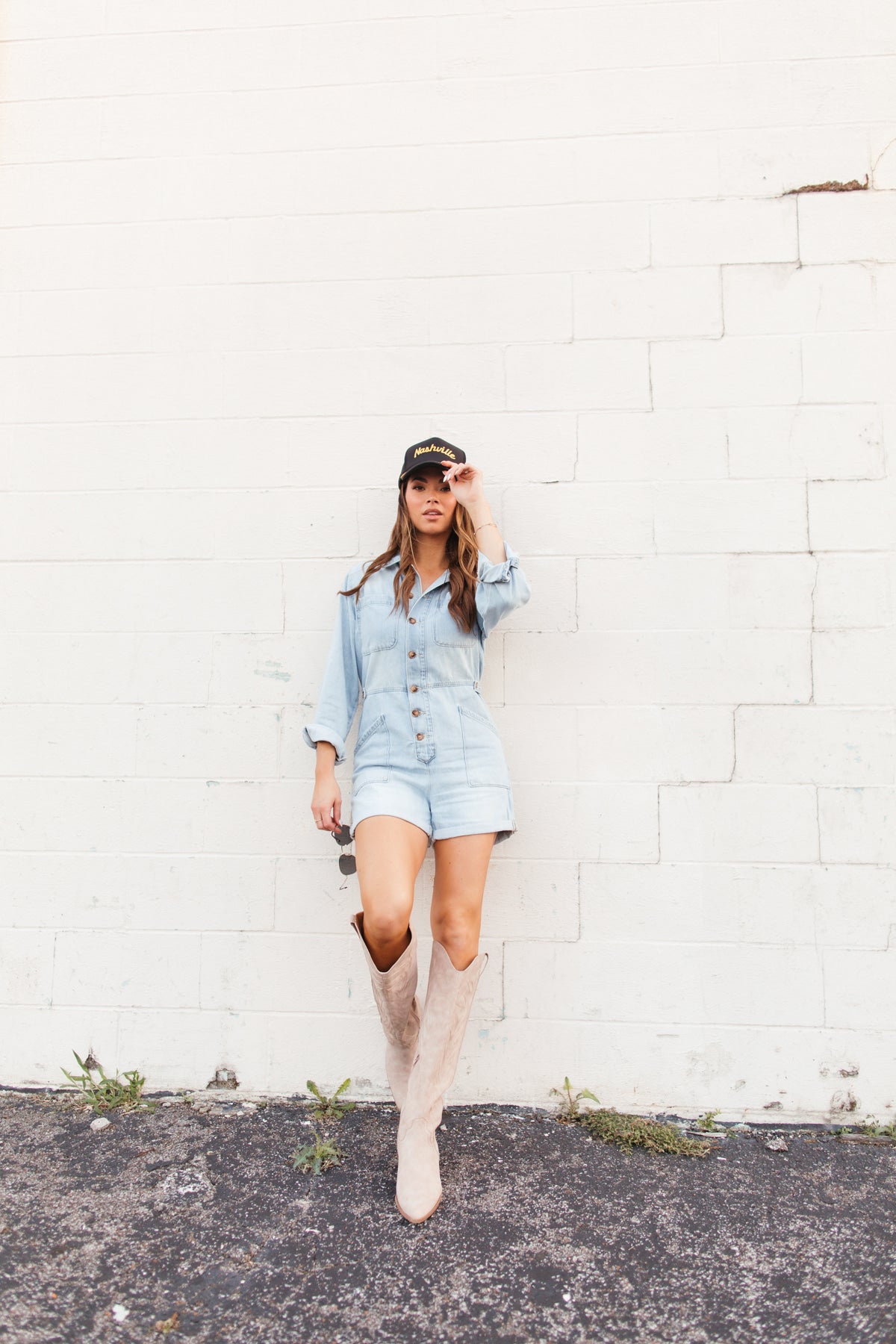 Brooke Denim Romper, alternate, color, Denim