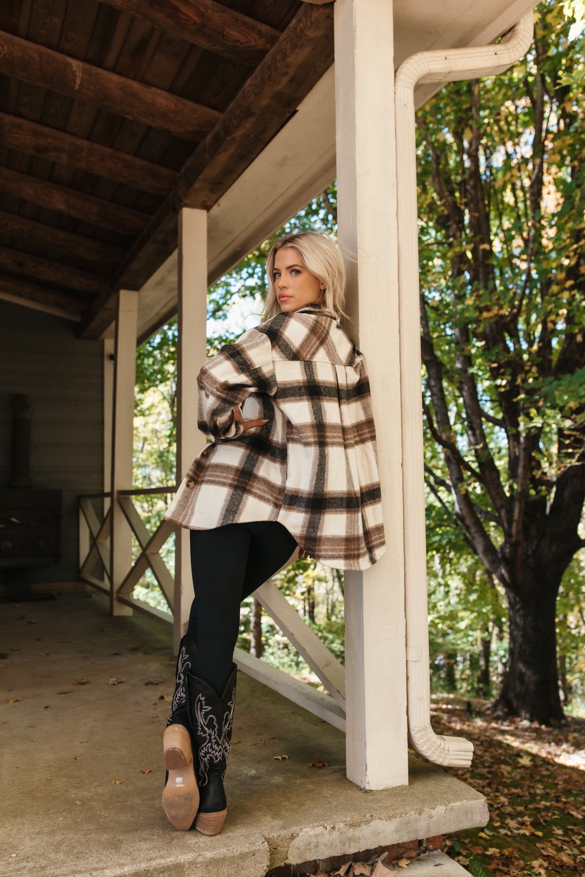 Whitney Plaid Flannel Shacket, Alternate, color, Brown