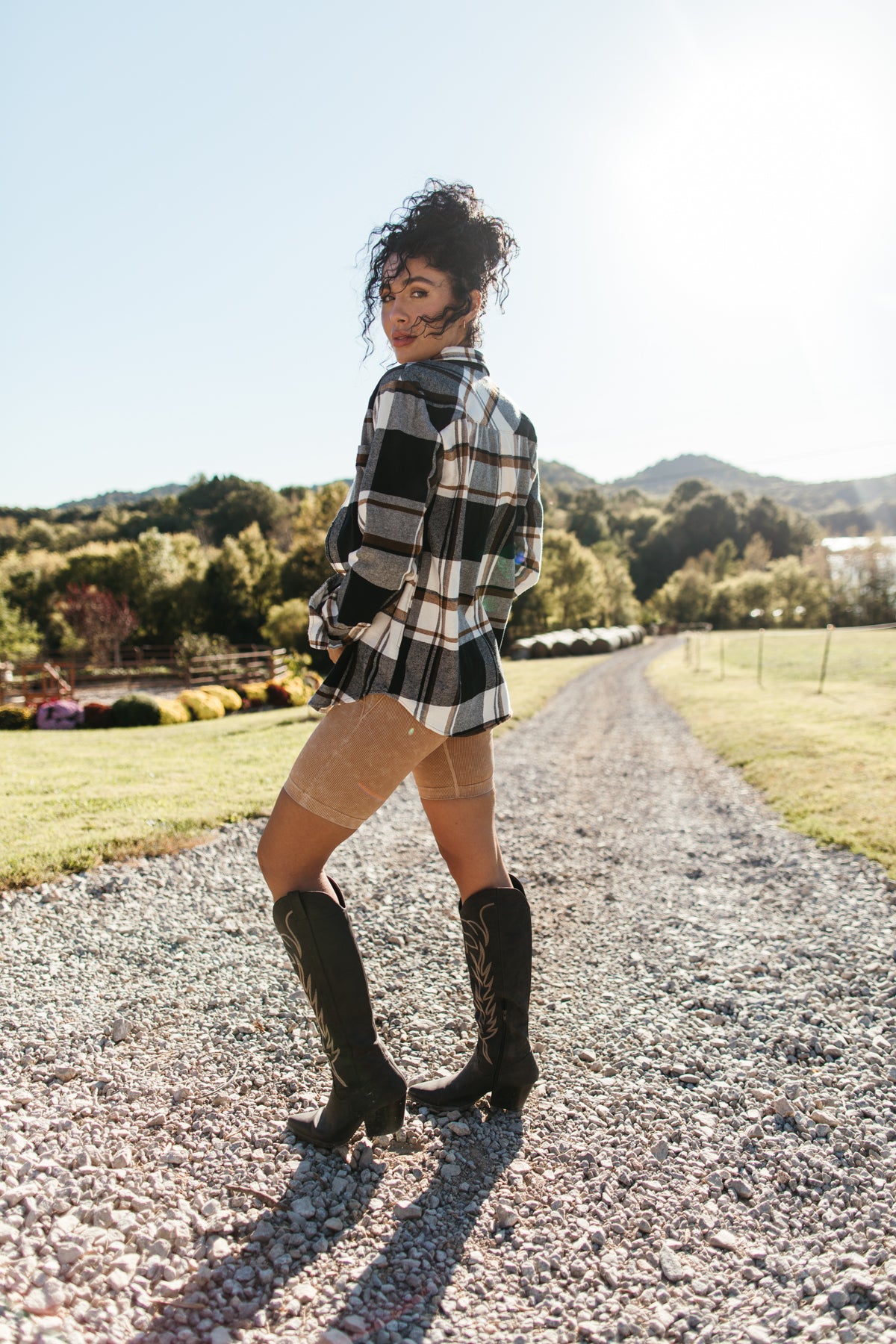 Stella Flannel Shirt, Alternate, color, Black Brown Plaid