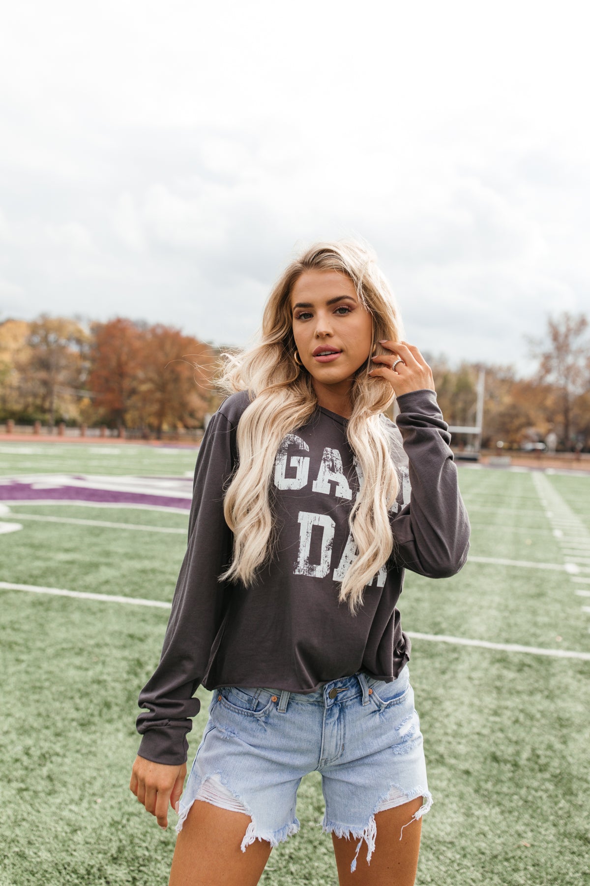 Kendall Game Day Cropped Tee Ink, Alternate, Color, Ink